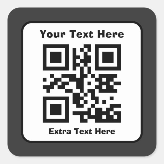 Sticker Carré Modèle de code QR numérisable avec texte modifiabl (Devant)