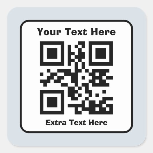 Sticker Carré Modèle de code QR numérisable avec texte modifiabl (Devant)