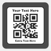 Sticker Carré Modèle de code QR scannable avec texte modifiable (Devant)
