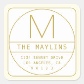 Sticker Carré Modèle de conception rétro-moderne éditable or et  (Devant)