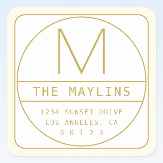 Sticker Carré Modèle de conception rétro-moderne éditable or et 