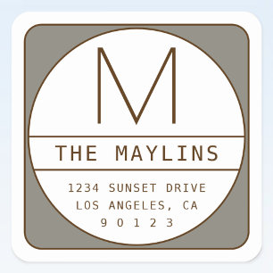 Sticker Carré Modèle de conception rétro-moderne modifiable   Gr