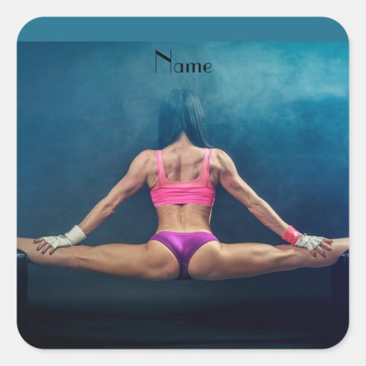 Sticker Carré Modèle de condition physique féminine Split Thunde (Devant)