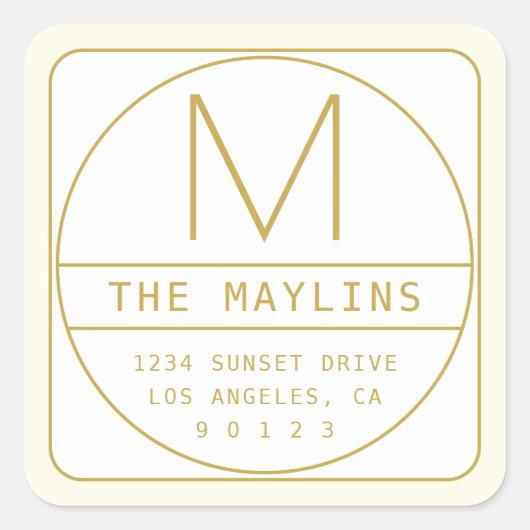 Sticker Carré Modèle de design rétro-moderne modifiable en or et (Devant)