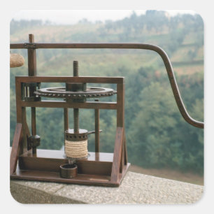 Sticker Carré Modèle de fonctionnement d'une presse olive