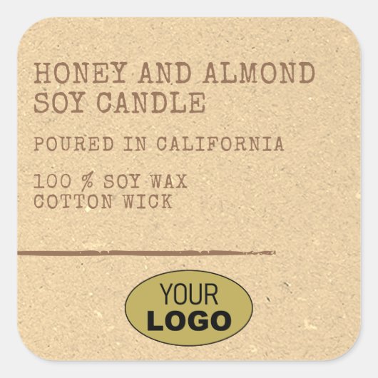 Sticker Carré Modèle de logo en papier Kraft simple moderne (Devant)