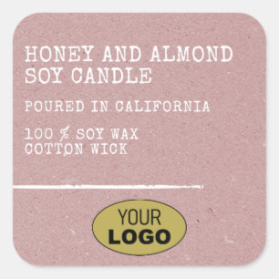 Sticker Carré Modèle de logo Lilac Rosé en papier Kraft simple m