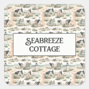 Sticker Carré Modèle de phare de cottage côtier