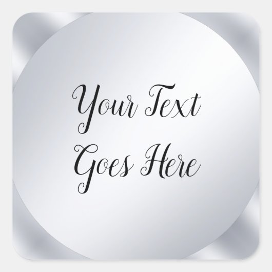 Sticker Carré Modèle de script élégant à l'aspect argent écrit à (Devant)