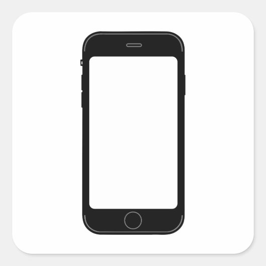 Sticker Carré Modèle de téléphone mobile simple noir et blanc (Devant)