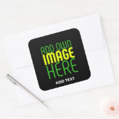 STICKER CARRÉ MODÈLE DE TEXTE D'IMAGE NOIRE SIMPLE ET MODERNE (Enveloppe)