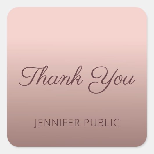 Sticker Carré Modèle de texte Merci tapé en rose gold (Devant)