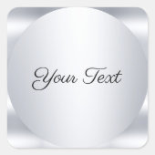Sticker Carré Modèle de texte personnalisable Faux Argent Métall (Devant)