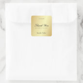 Sticker Carré Modèle doré Merci Main Script Texte Glamour (Sac)