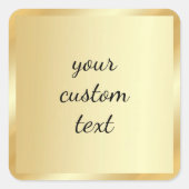 Sticker Carré Modèle doré Votre texte personnalisé Script Callig (Devant)
