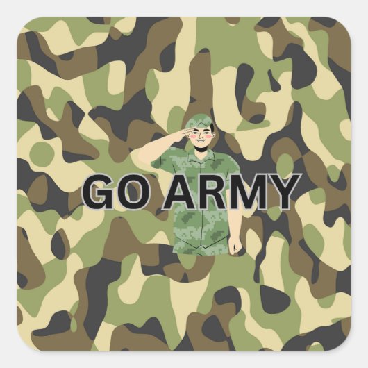 Sticker Carré Modèle d'uniforme vert de l'Armée de terre (Devant)