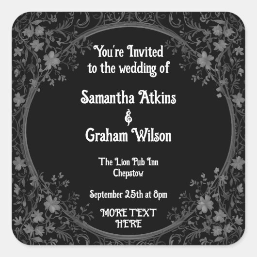 Sticker Carré Modèle faire-part de mariage imprimable (Devant)