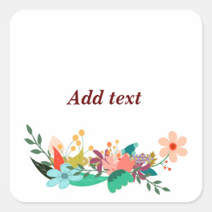Sticker Carré Modèle Frontalier Fleur, Personnalisable,