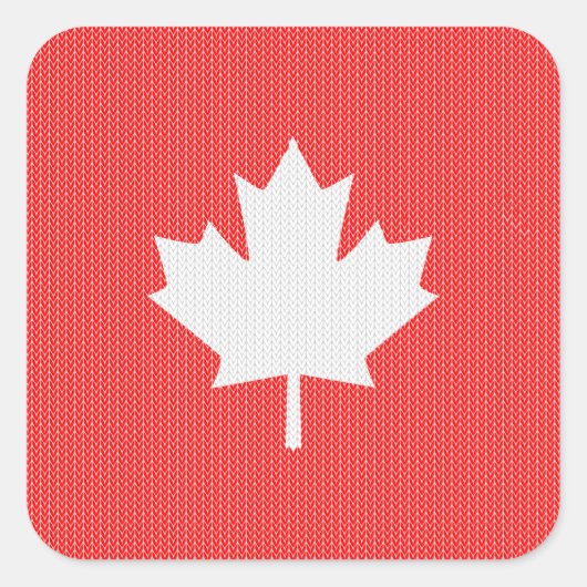 Sticker Carré Modèle Knit Maple Leaf Tricot Motif (Devant)