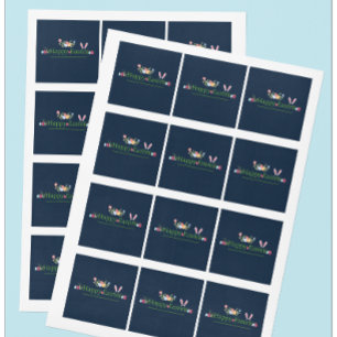STICKER CARRÉ MODÈLE MINIMALISTIQUE OEUFS D'OREILLES DE BUNNY EA