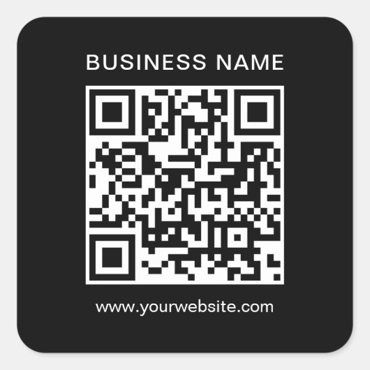 Sticker Carré Modèle moderne Custom Business QR Code noir (Devant)