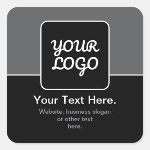 Sticker Carré Modèle moderne pour votre logo Noir Gris & Blanc
