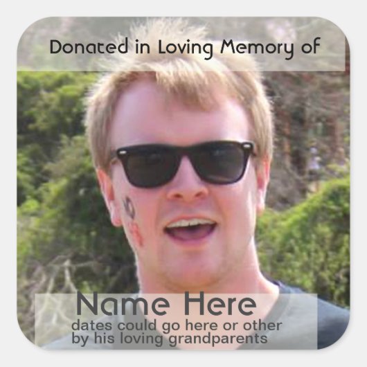 Sticker Carré Modèle pour la plaque de don (Devant)