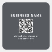 Sticker Carré Modèle simple pour votre code QR | Gris charbon (Devant)
