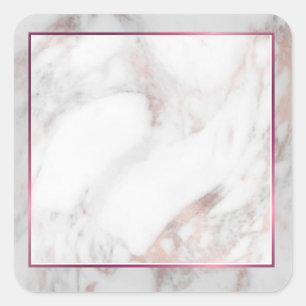 Sticker Carré Modèle vierge de marbre doré rose personnalisé Ten