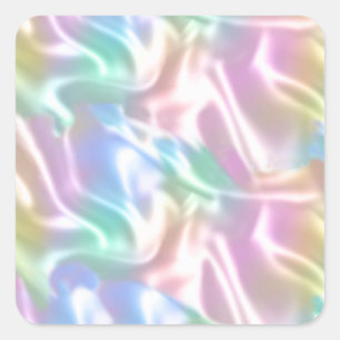 Sticker Carré Modèle vierge iridescent, logo de texte DIY Art