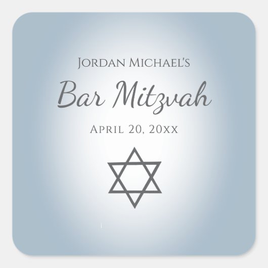 Sticker Carré Modern Blue Star of David Simple Bar Mitzvah (Devant)