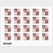 Sticker Carré Modern Botanical Soft Pink Boho Photo Script (Feuille)