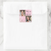 Sticker Carré Modern Botanical Soft Pink Boho Photo Script (Sac)