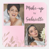 Sticker Carré Modern Botanical Soft Pink Boho Photo Script (Devant)