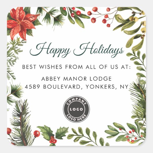 Sticker Carré Modern Business Logo Christmas Holidays (Devant)