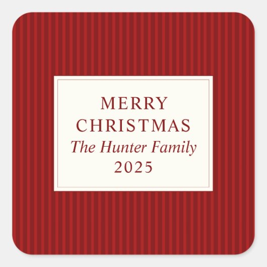 Sticker Carré Modern Christmas Minimal Holiday Favor Red (Devant)