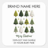 Sticker Carré Modern Christmas Pine Trees Candle Labels (Devant)