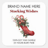 Sticker Carré Modern Christmas Stocking Candle Labels (Devant)