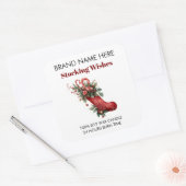 Sticker Carré Modern Christmas Stocking Candle Labels (Enveloppe)