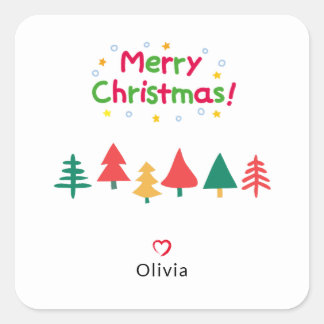 Sticker Carré Modern  Christmas Tree Simple 