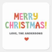 Sticker Carré Modern Colorful Merry Christmas (Devant)