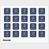 Sticker Carré Modern Custom Logo Navy Blue Corporate Business (Feuille)