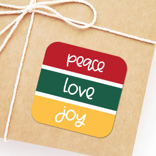 Sticker Carré Modern Cute Peace Love Joie Noël salutations