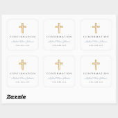Sticker Carré Modern Dusty Blue Religious Cross Boy Confirmation (Feuille)