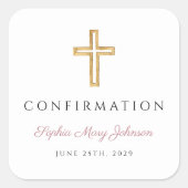 Sticker Carré Modern Dusty Pink Religious Girl Confirmation (Devant)