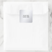 Sticker Carré Modern Elegant Metallic Silver Your Custom Text (Sac)