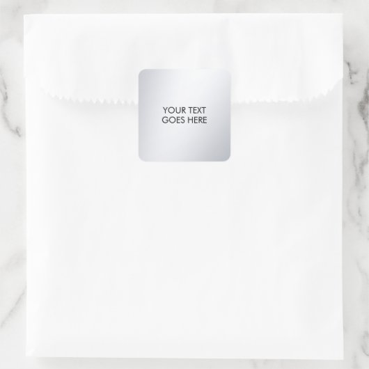 Sticker Carré Modern Elegant Metallic Silver Your Custom Text (Sac)