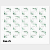 Sticker Carré Modern Emerald Green Aqua Silver Agate Adresse (Feuille)