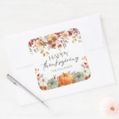 Sticker Carré Modern Floral Pumpkin Rustic Happy Thanksgiving  (Enveloppe)