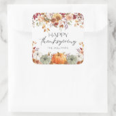 Sticker Carré Modern Floral Pumpkin Rustic Happy Thanksgiving  (Sac)